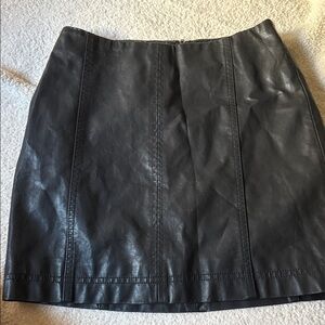Free People Black Leather Skirt
